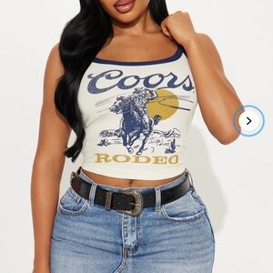 Fashion Nova Coors Rodeo Graphic Crop Tank Top
